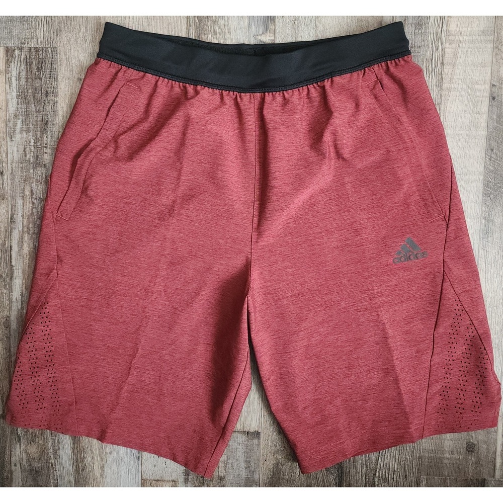 Adidas Men's Shorts Sz Small Maroon Red 9" Athletic Stretch Gym Running Training